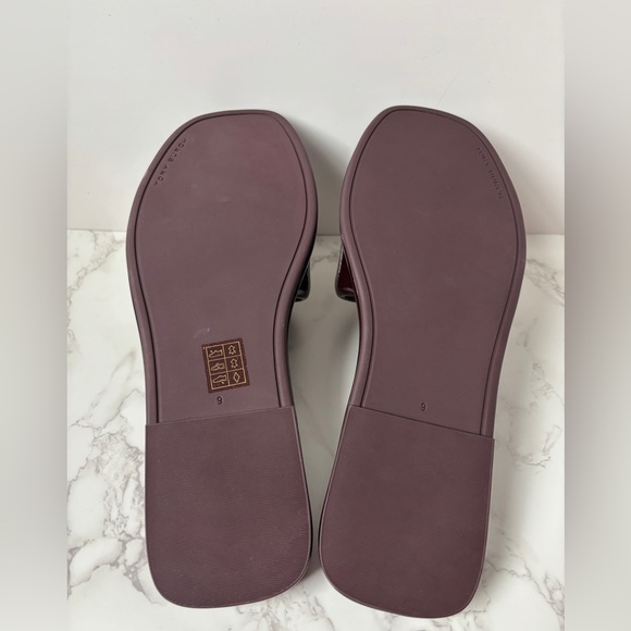 New Tory Burch Double T Leather Sport Slide Size 9 Purple - Picture 8 of 9